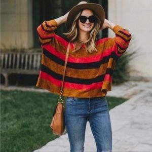 Free People All About You Chenille Striped Crewneck Retro Dolman Sleeve …